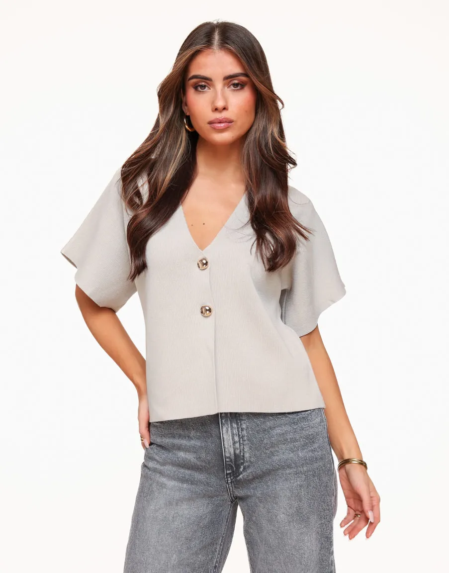Taupe Gebreide SS - Vest