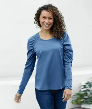 TIANNA ruched top in Vintage Blue
