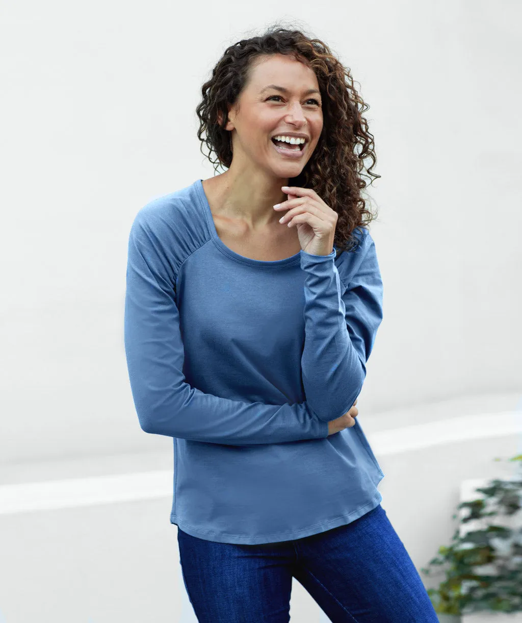 TIANNA ruched top in Vintage Blue
