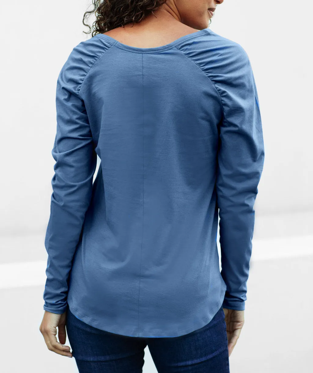 TIANNA ruched top in Vintage Blue