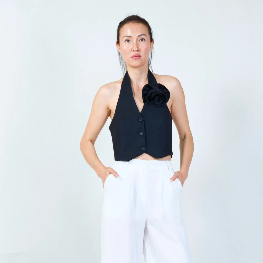 Trendy halter vest with floral accent wholesale