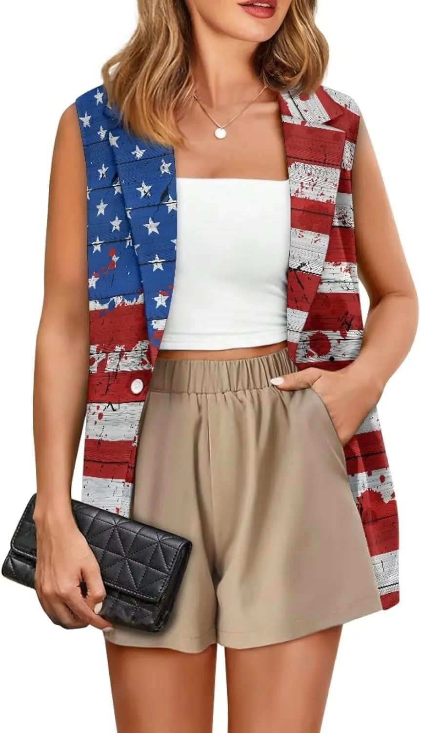 Vest for Women Trendy Loose Casual V Neck 1 Button Sleeveless Waistcoat Lightweight Vest Jacket Tank Tops S-5XL