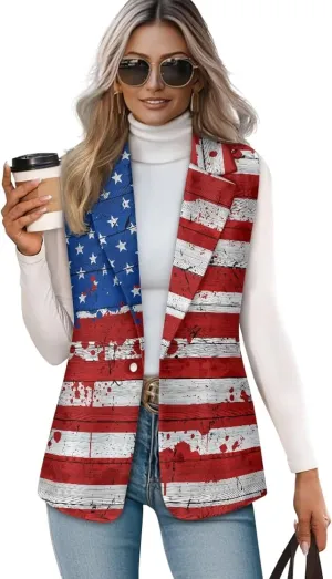 Vest for Women Trendy Loose Casual V Neck 1 Button Sleeveless Waistcoat Lightweight Vest Jacket Tank Tops S-5XL