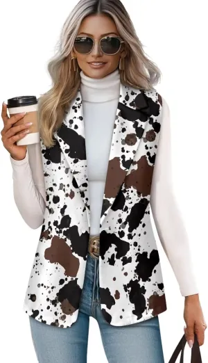 Vest for Women Trendy Loose Casual V Neck 1 Button Sleeveless Waistcoat Lightweight Vest Jacket Tank Tops S-5XL