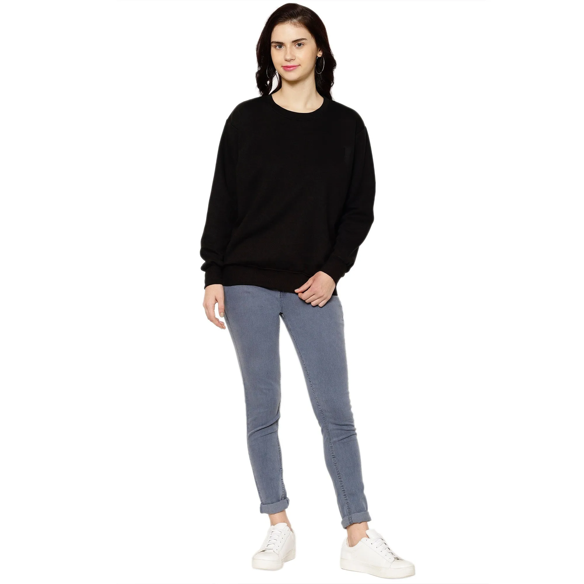 Vimal Jonney Fleece Round Neck Sweatshirt for Women