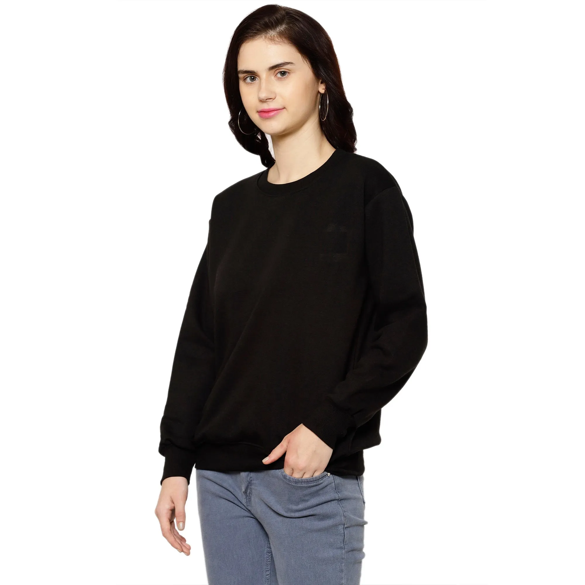 Vimal Jonney Fleece Round Neck Sweatshirt for Women