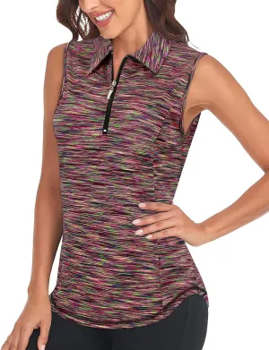Viracy Womens Sleeveless Golf Polo Shirts Zip Up Sun Protection Work Out Tank Tops Lightweight Fast Dry for Tennis, Casual