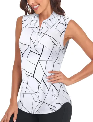 Viracy Womens Sleeveless Golf Polo Shirts Zip Up Sun Protection Work Out Tank Tops Lightweight Fast Dry for Tennis, Casual