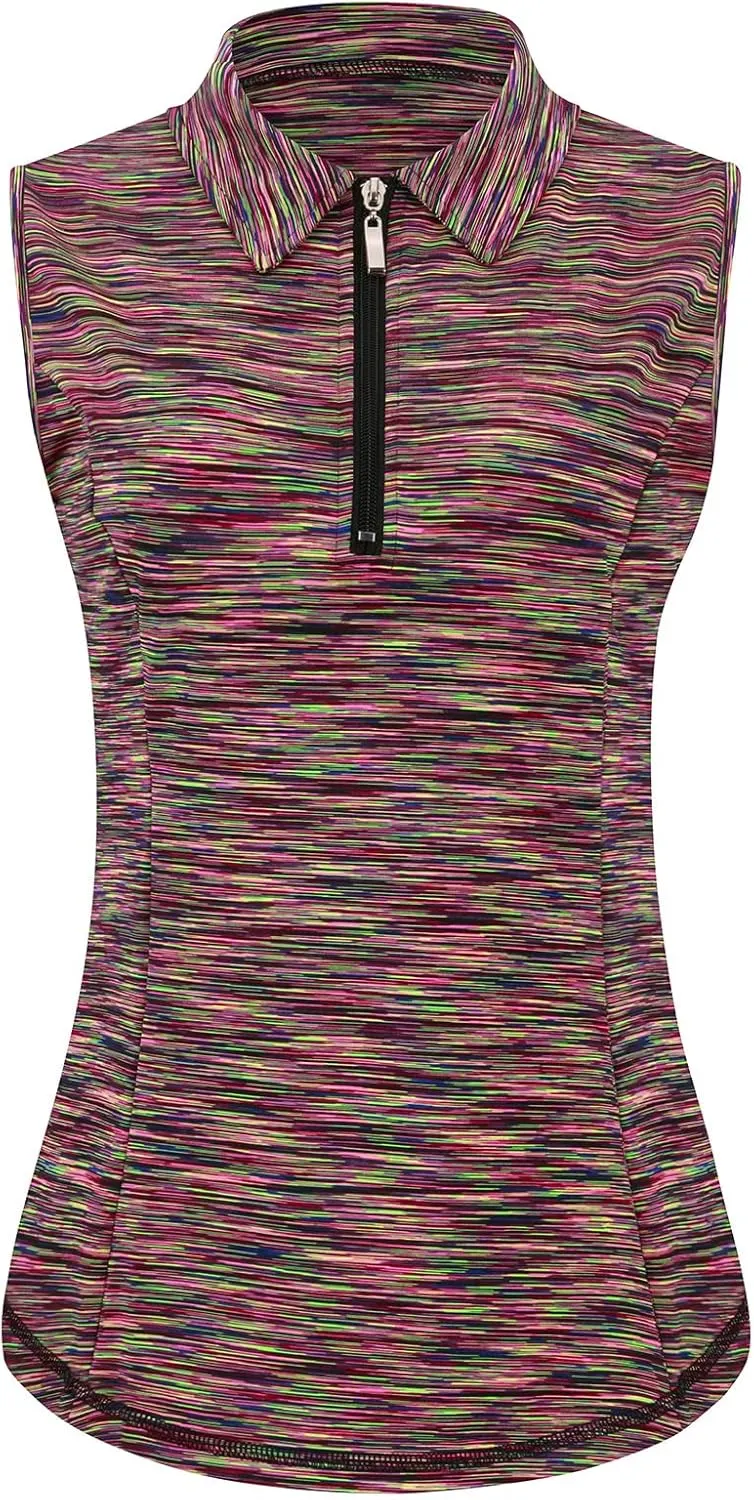 Viracy Womens Sleeveless Golf Polo Shirts Zip Up Sun Protection Work Out Tank Tops Lightweight Fast Dry for Tennis, Casual