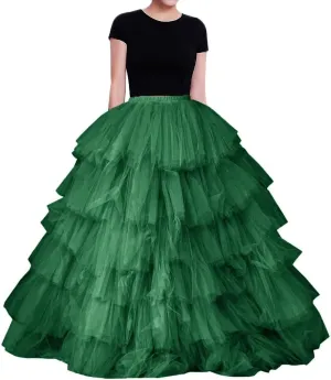 WDPL Women's A-line Maxi Full Length Puffy Layerd Orchid Tulle Skirt
