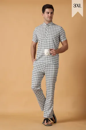 White Checked Lounge Wear Set