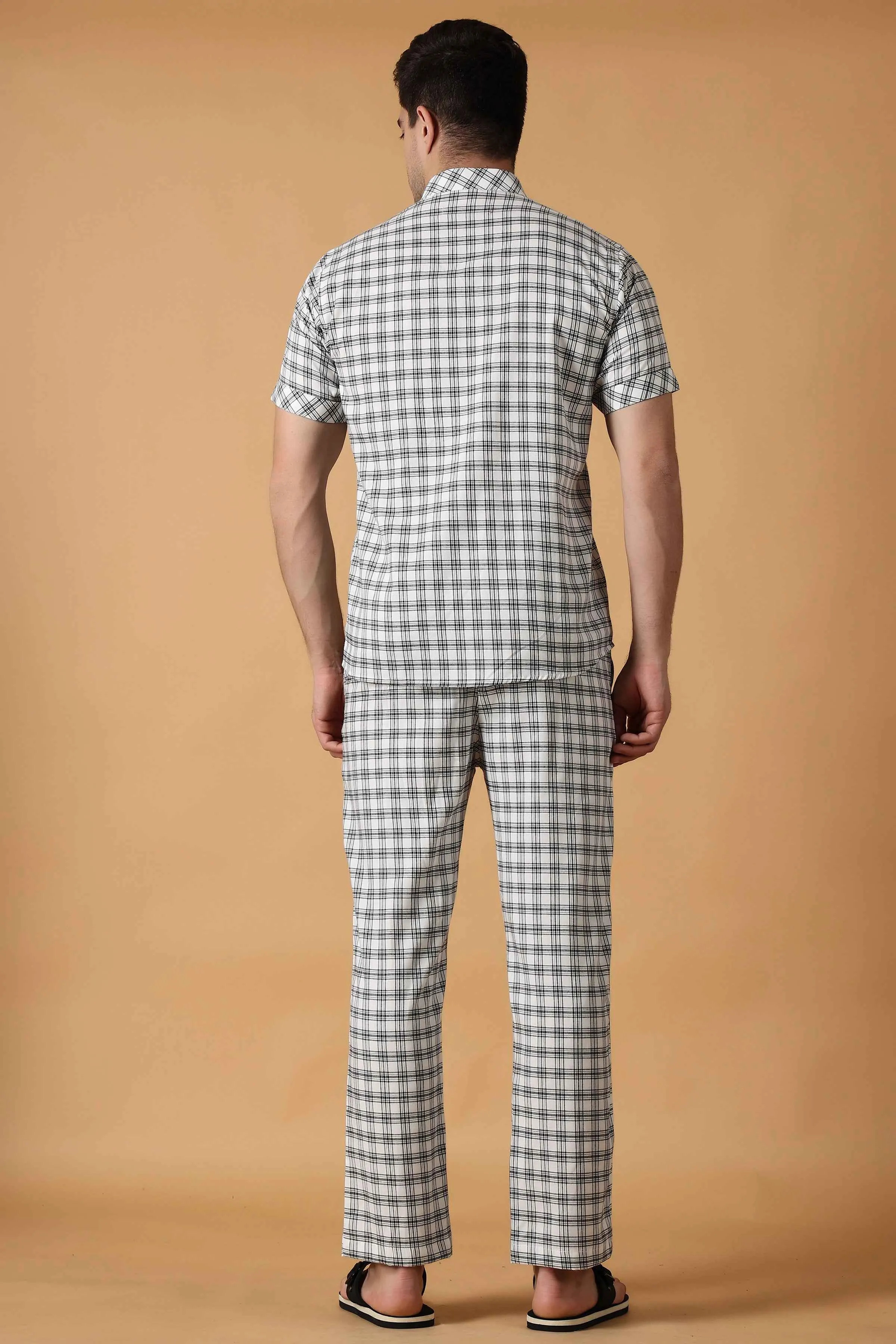 White Checked Lounge Wear Set