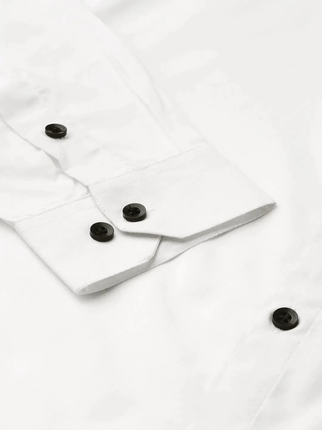 White Men'S Cotton Solid Mandarin Collar Formal Shirts