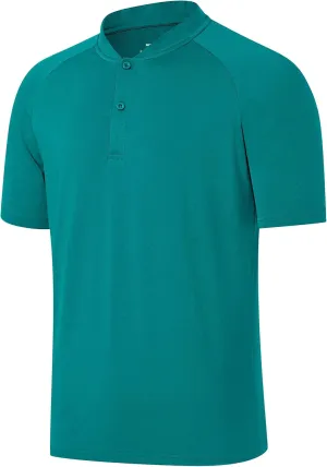 Willit Men's Tennis Shirts Golf Polo Quick Dry Lightweight Casual Short Sleeve Henley Shirt UPF 50 