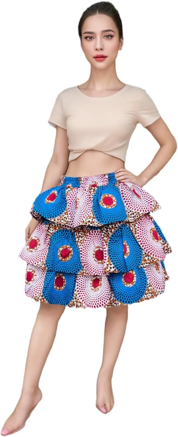 Women African Skirt Dutch Ankara Tradition Print Wax Patchwork Skirts Full Circle Skirt