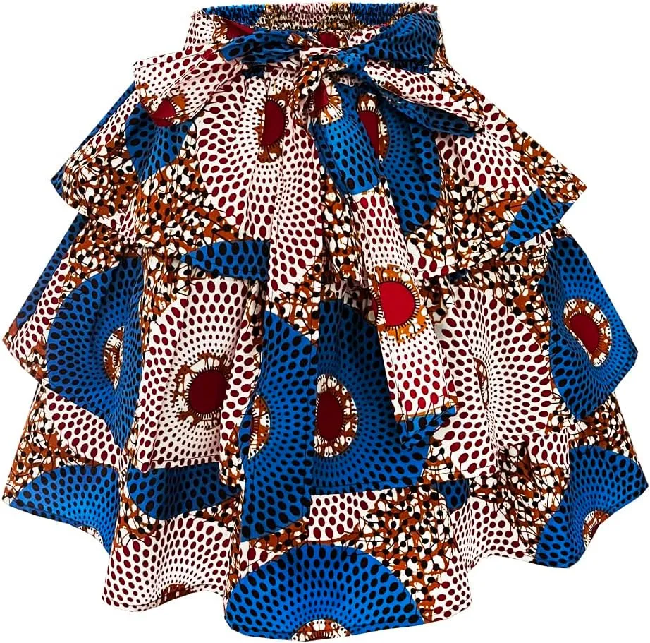 Women African Skirt Dutch Ankara Tradition Print Wax Patchwork Skirts Full Circle Skirt