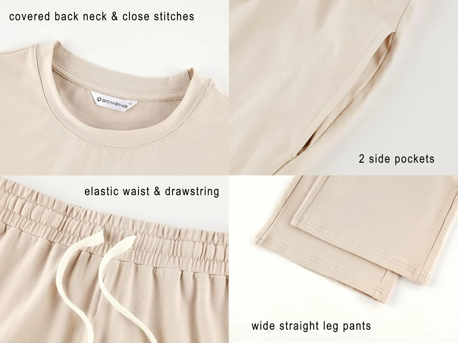 Women's 2 Piece Lounge Sets Cotton Long Sleeve Crop T Shirt Straight Leg Pants Set Casual Outfits Comfy Loungewear