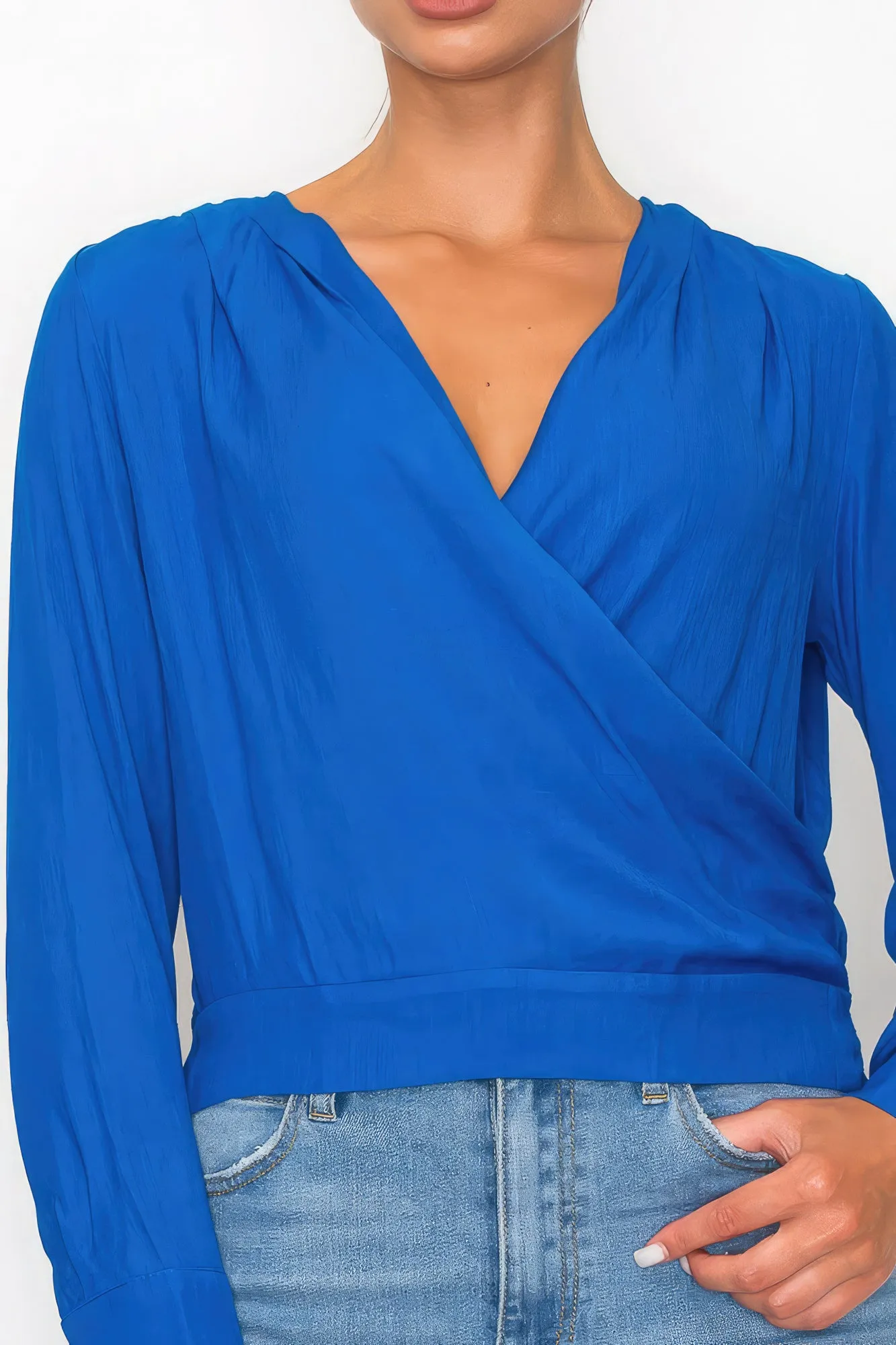 Women's Front Wrap Surplice Neck Top