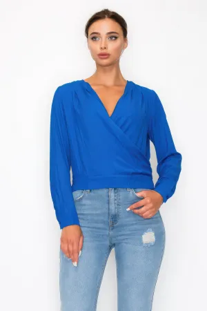 Women's Front Wrap Surplice Neck Top