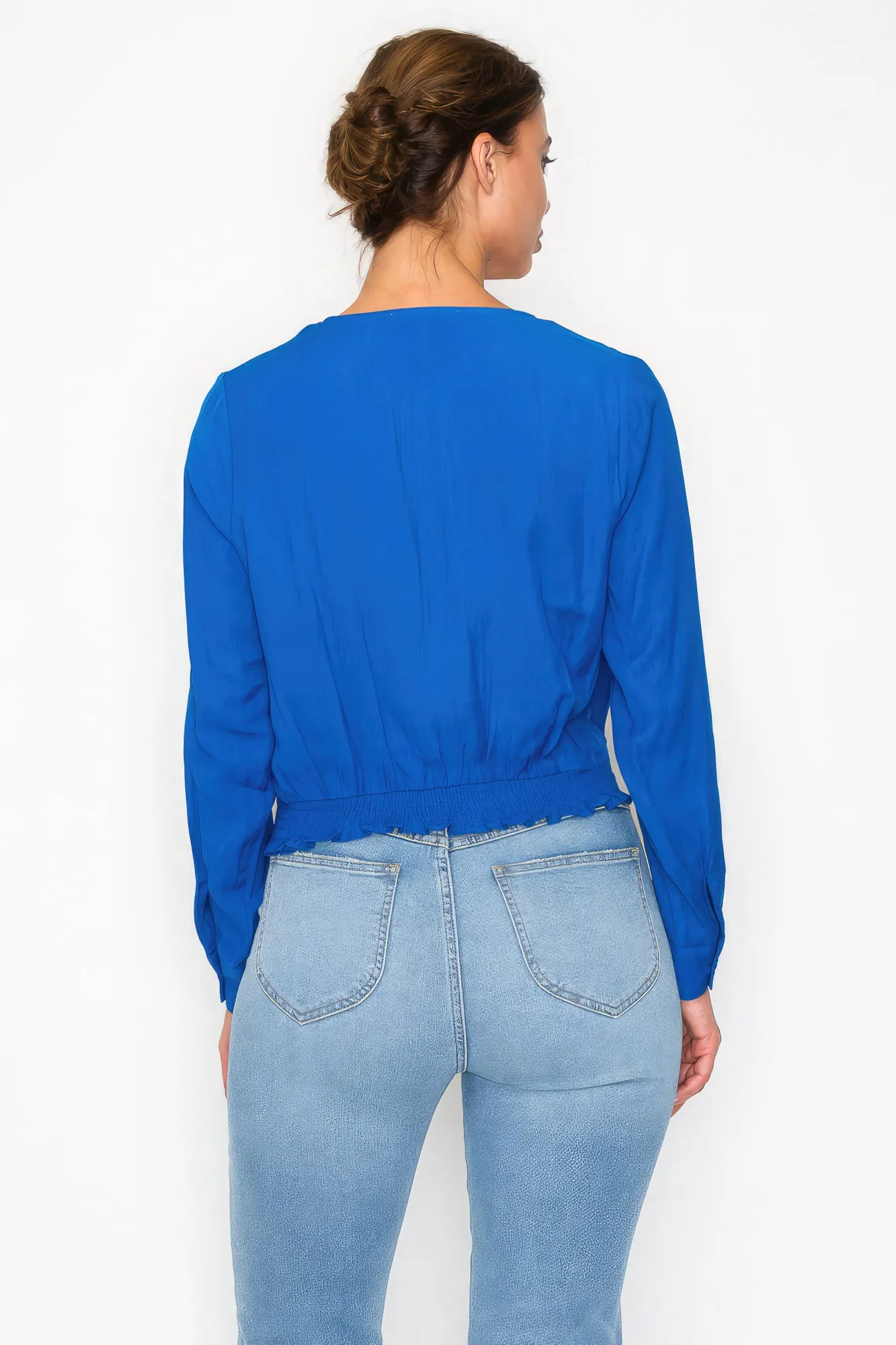 Women's Front Wrap Surplice Neck Top