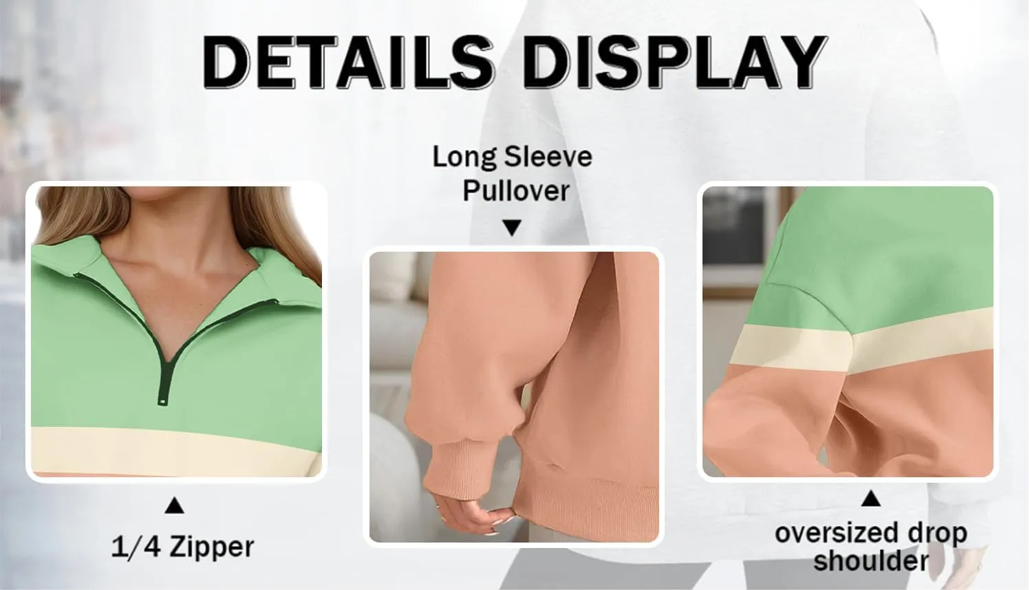 Womens Half Zip Sweatshirts Fall Fashion Oversized Hoodies Pullover Long Sleeve Shirts Clothes