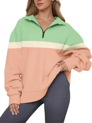 Womens Half Zip Sweatshirts Fall Fashion Oversized Hoodies Pullover Long Sleeve Shirts Clothes
