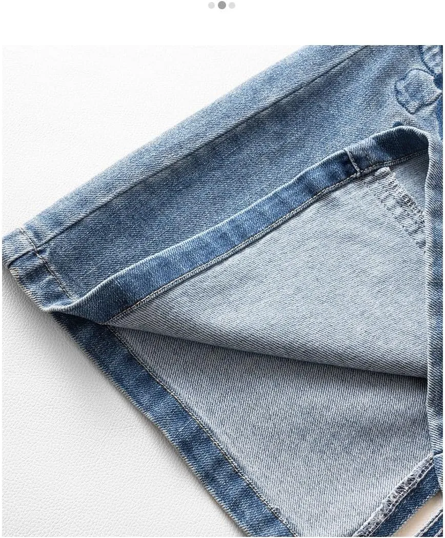 Women's High-Waisted Embroidered Denim Pencil Skirt - Summer Slim Fit Midi Skirt(32)