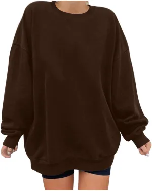 Womens Hoodies Oversized Long Sleeve Casual Shirts Soild Lightweight Pullover Sweatshirt Fall Fashion Clothes 2024