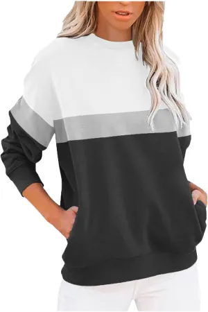 Women's Oversized Color Pullover Sweatshirts, 2024 Outfits Loose Basic Comfy Fleece Sweatshirts Sweaters