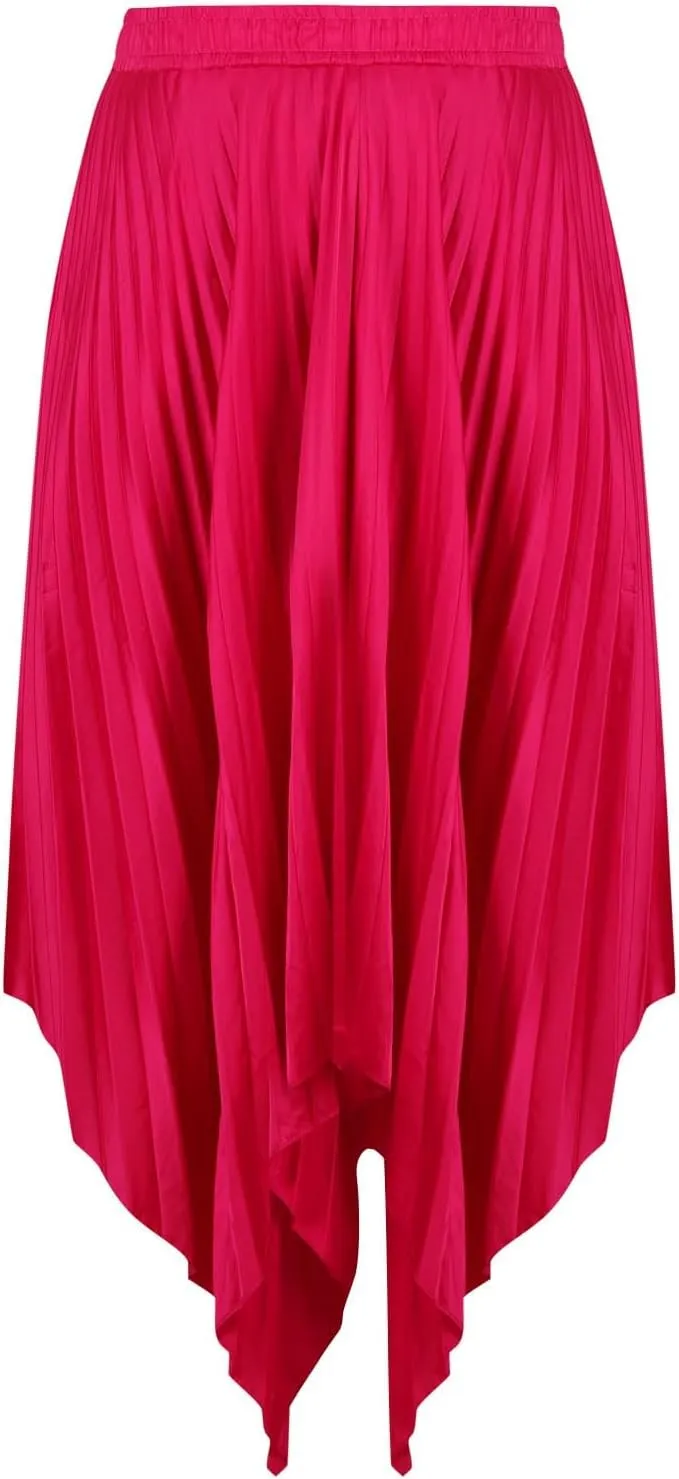 Women's Summer Skirt Solid Color High Waist Pleated A Line Swing Skirts Casual Fashion Irregular Hem Swing Skorts