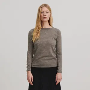 Women's Winter Blouse - 100% Merino - Beige Melange (XS-L)