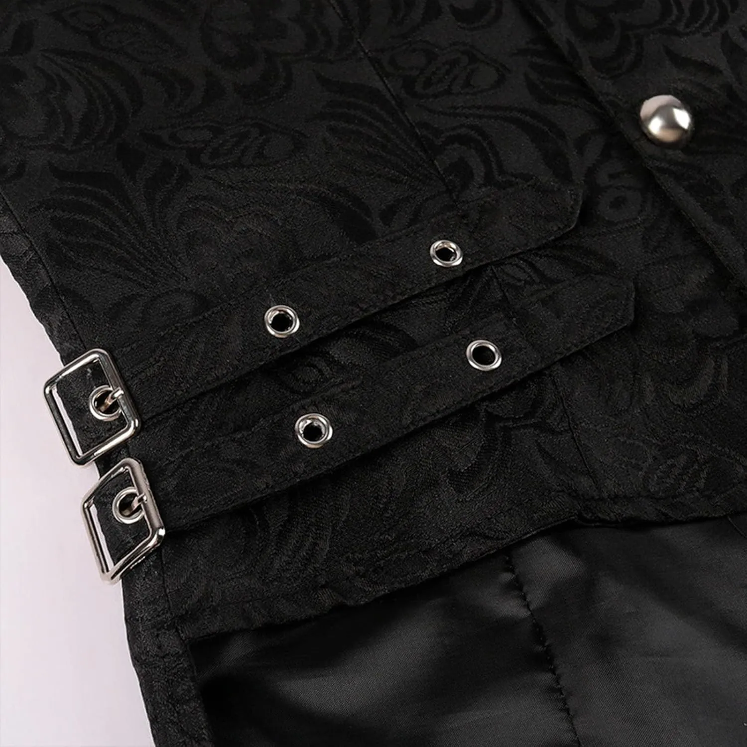 XUNRYAN Mens Steampunk Vests Tailcoat Jacket Sleeveless Medieval Gothic Victorian Trench Coat Long Uniform Halloween Costume