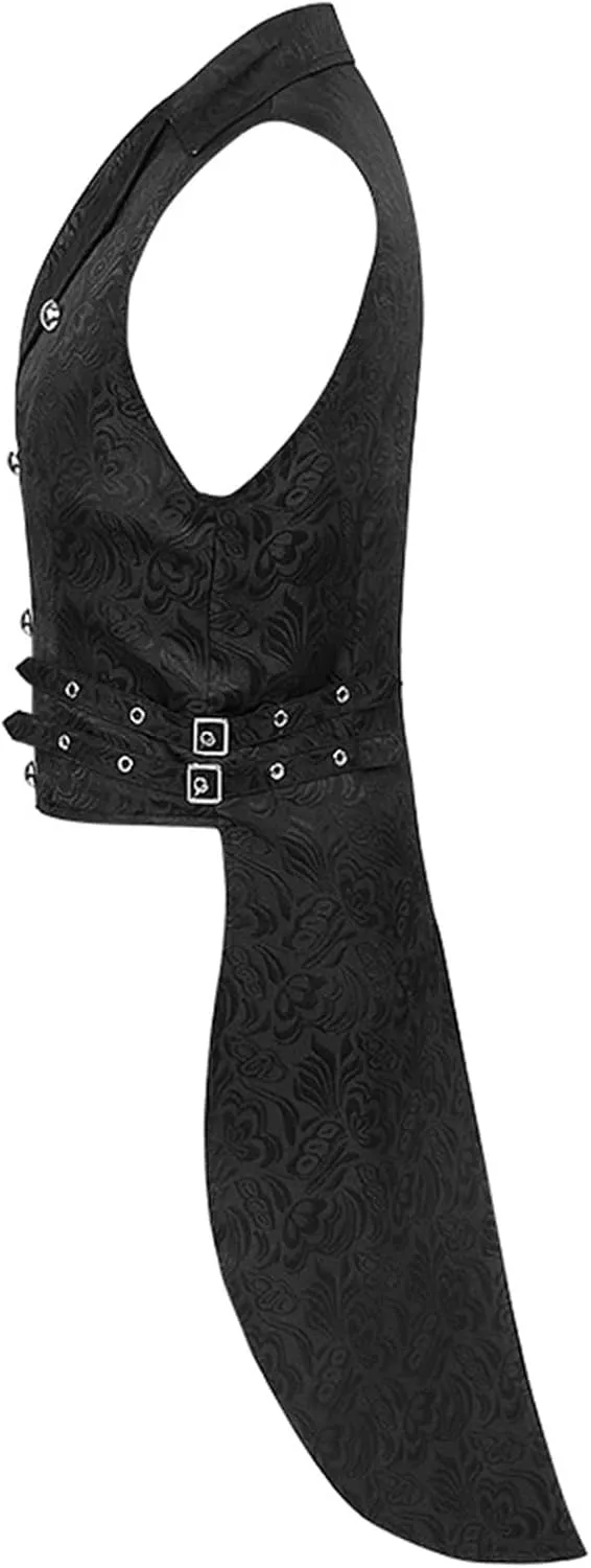XUNRYAN Mens Steampunk Vests Tailcoat Jacket Sleeveless Medieval Gothic Victorian Trench Coat Long Uniform Halloween Costume