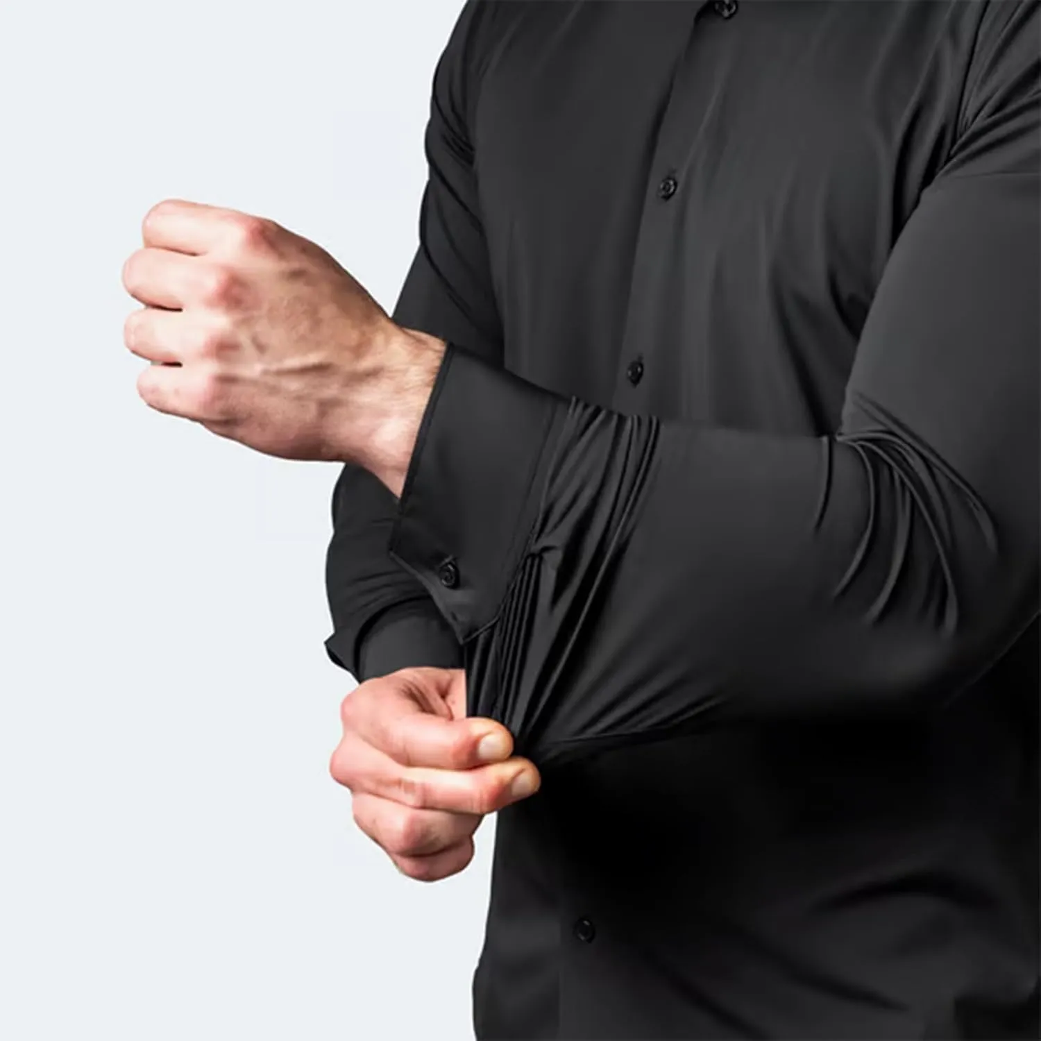 Zealburst Shirts, Stretch Non-Iron Anti-Wrinkle Shirt, Short Sleeve Black Button up Men, Casual Cotton Shirt