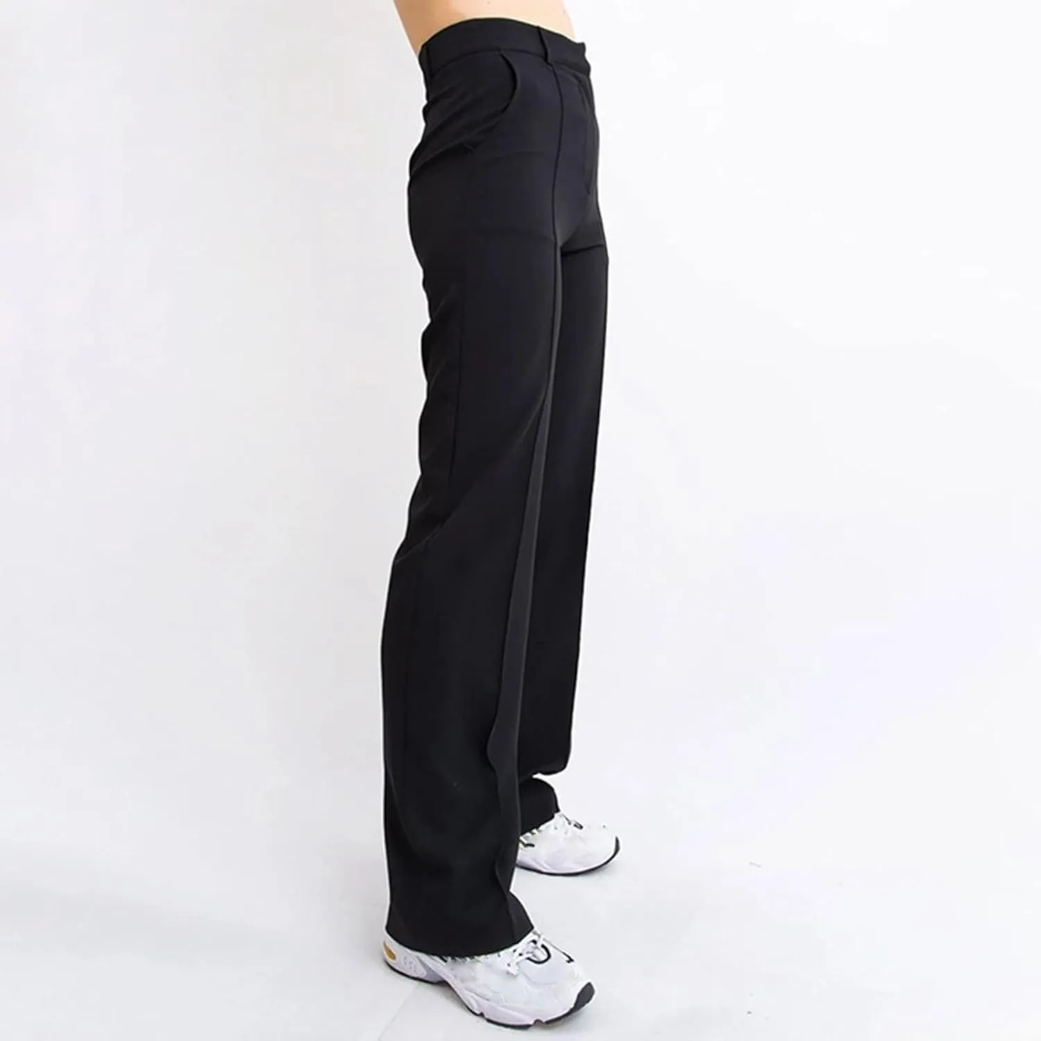 ZYXTIM Women's High Waist Straight Pants Flat Front Smart Work Trousers Zipper Fly Business Casual Trouser Petite-Plus Size